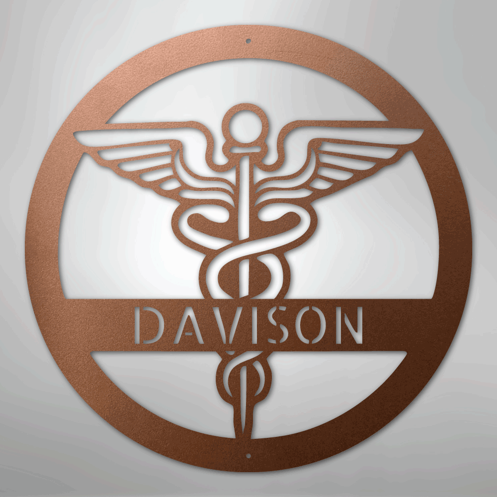 Custom Metal Wall Art - Personalized Registered Nurse Sign Copper