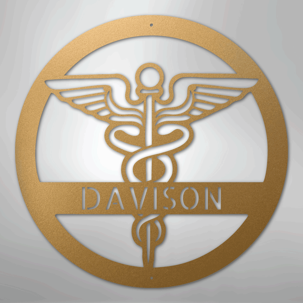 Custom Metal Wall Art - Personalized Registered Nurse Sign Gold