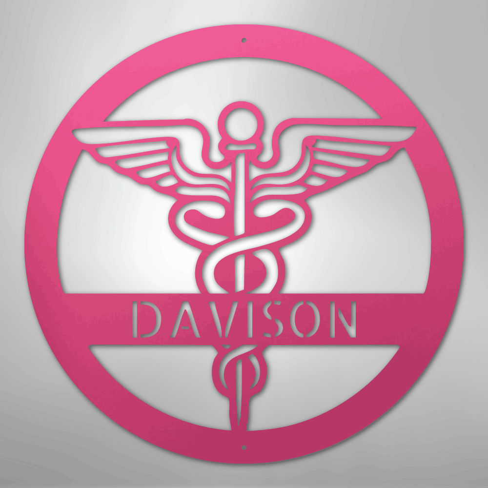 Custom Metal Wall Art - Personalized Registered Nurse Sign Pink