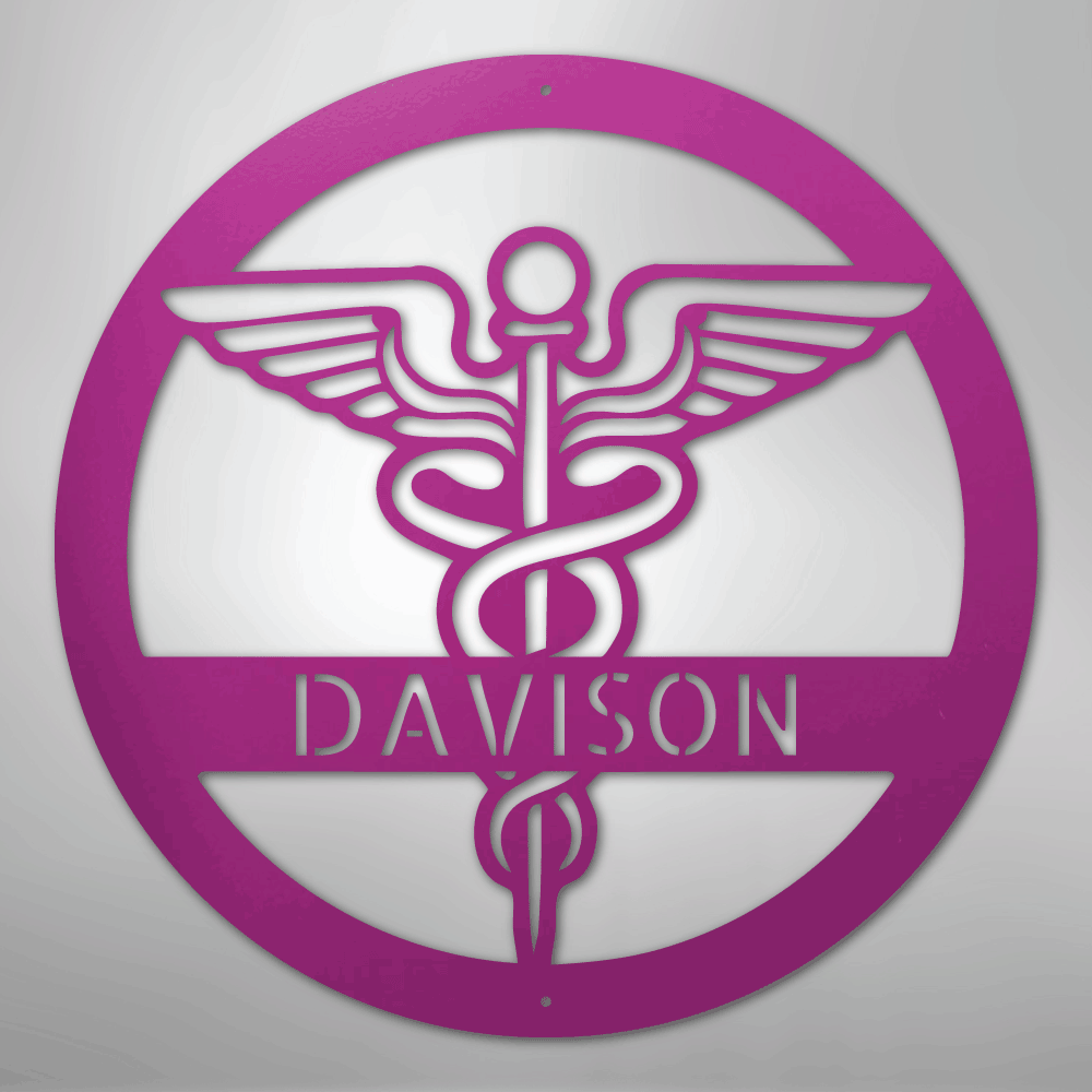Custom Metal Wall Art - Personalized Registered Nurse Sign Purple