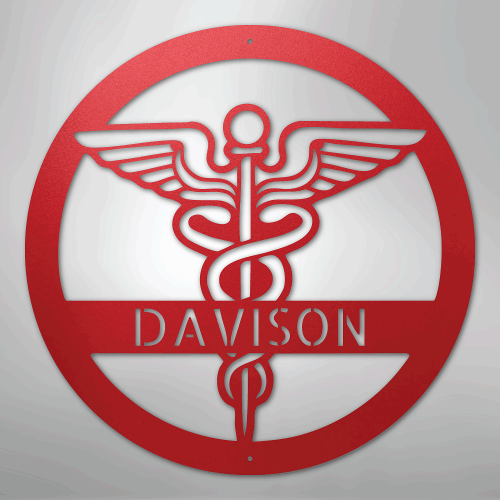 Custom Metal Wall Art - Personalized Registered Nurse Sign Red