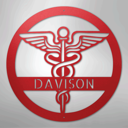 Custom Metal Wall Art - Personalized Registered Nurse Sign Red