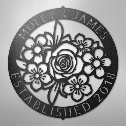 Custom Metal Wall Art - Personalized Floral Name Sign