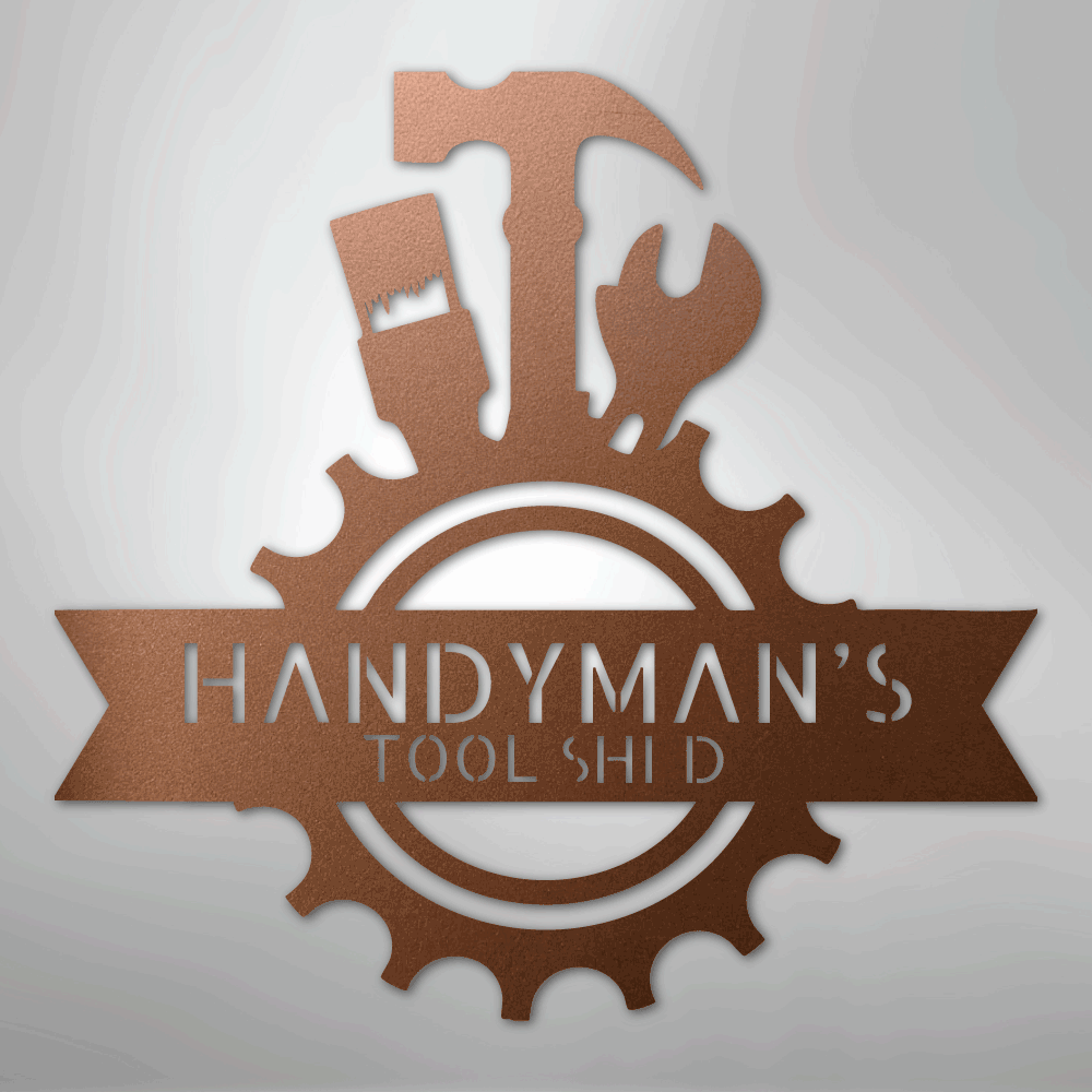 Custom Metal Wall Art - Personalized Tool Man Workshop Plaque Copper