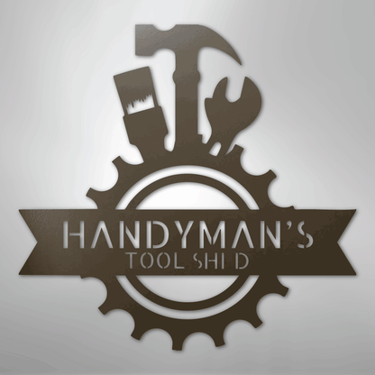 Custom Metal Wall Art - Personalized Tool Man Workshop Plaque Stone