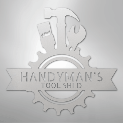 Custom Metal Wall Art - Personalized Tool Man Workshop Plaque White