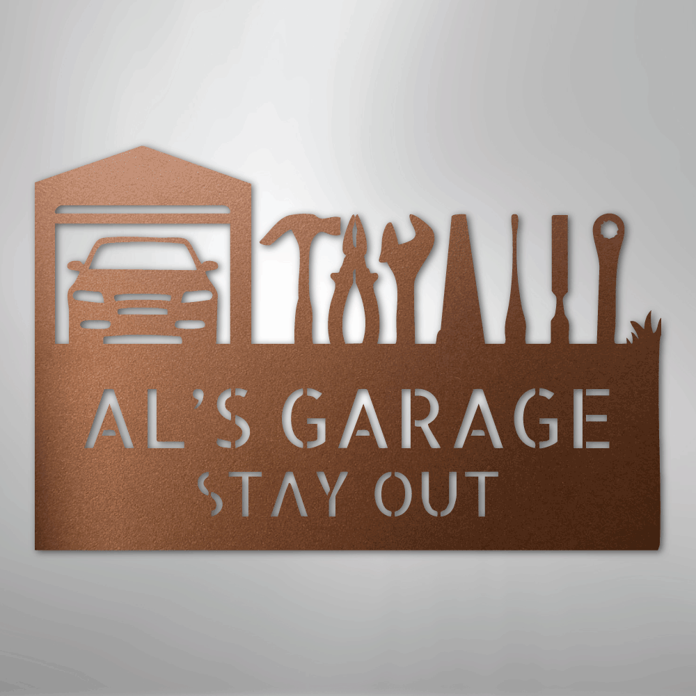 Custom Metal Wall Art - Personalized Garage Sign Copper