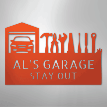 Custom Metal Wall Art - Personalized Garage Sign Orange