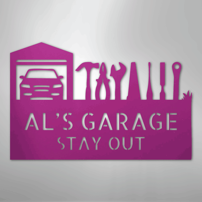 Custom Metal Wall Art - Personalized Garage Sign Purple