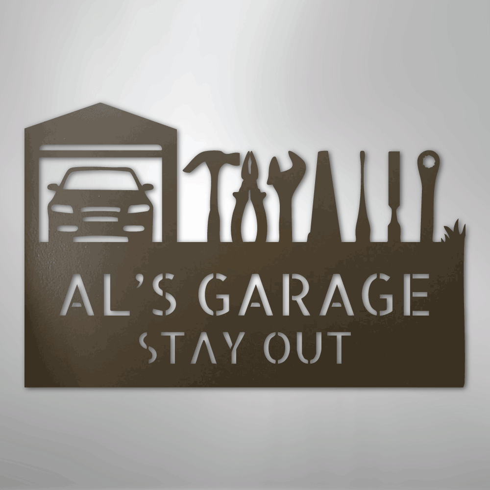 Custom Metal Wall Art - Personalized Garage Sign Stone
