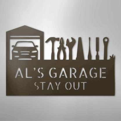 Custom Metal Wall Art - Personalized Garage Sign Stone