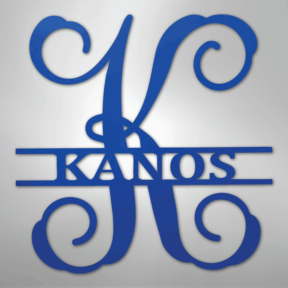 Custom Metal Wall Art - Personalized Vine Monogram Sign Blue
