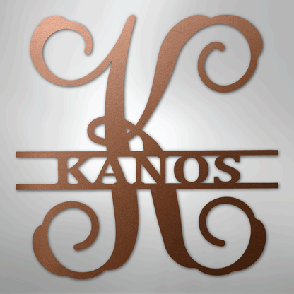 Custom Metal Wall Art - Personalized Vine Monogram Sign Copper