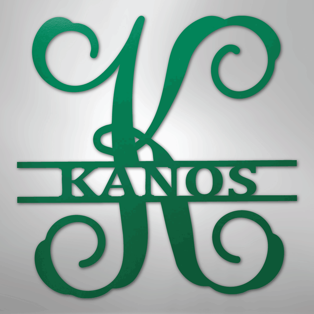 Custom Metal Wall Art - Personalized Vine Monogram Sign Green