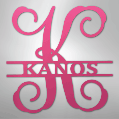 Custom Metal Wall Art - Personalized Vine Monogram Sign Pink