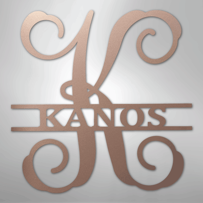 Custom Metal Wall Art - Personalized Vine Monogram Sign Rose
