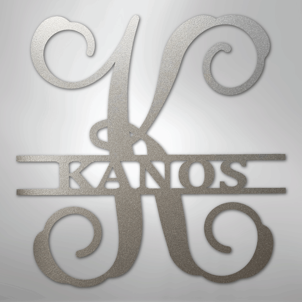 Custom Metal Wall Art - Personalized Vine Monogram Sign Silver