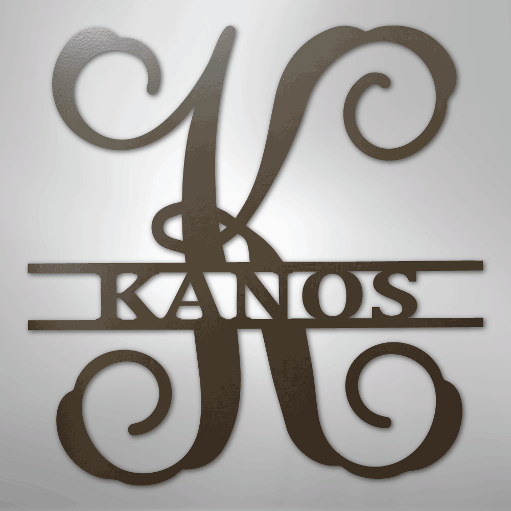 Custom Metal Wall Art - Personalized Vine Monogram Sign Stone