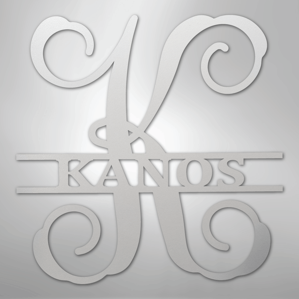 Custom Metal Wall Art - Personalized Vine Monogram Sign White