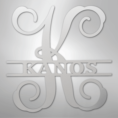 Custom Metal Wall Art - Personalized Vine Monogram Sign White