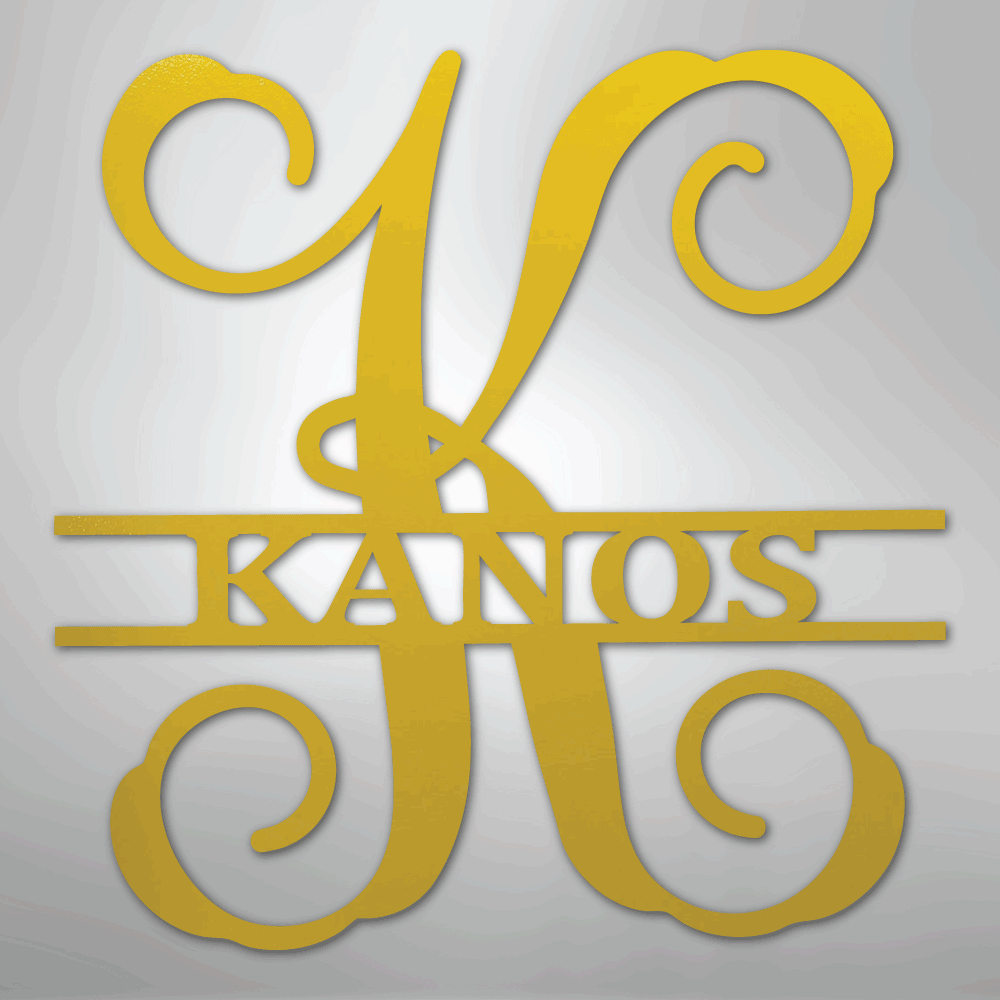 Custom Metal Wall Art - Personalized Vine Monogram Sign Yellow