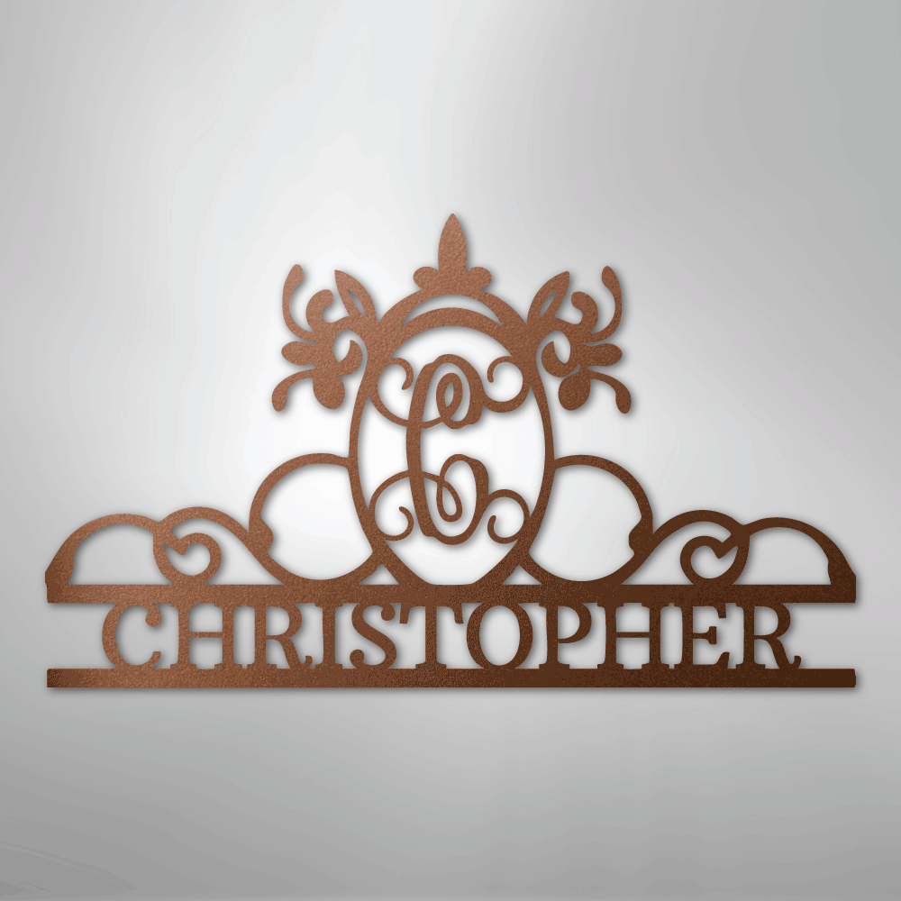 Custom Metal Wall Art - Personalized Monogram Sign Copper