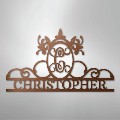 Custom Metal Wall Art - Personalized Monogram Sign Copper