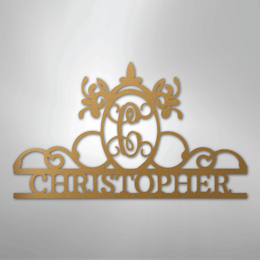 Custom Metal Wall Art - Personalized Monogram Sign Gold