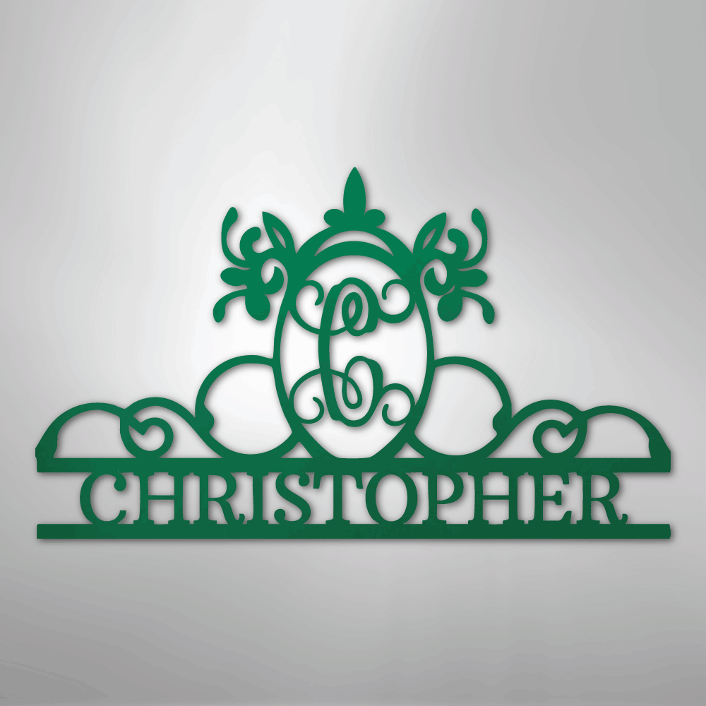 Custom Metal Wall Art - Personalized Monogram Sign Green