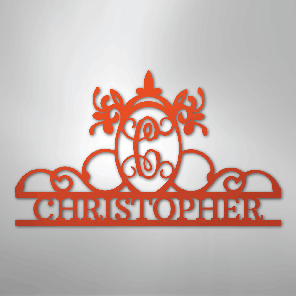 Custom Metal Wall Art - Personalized Monogram Sign Orange