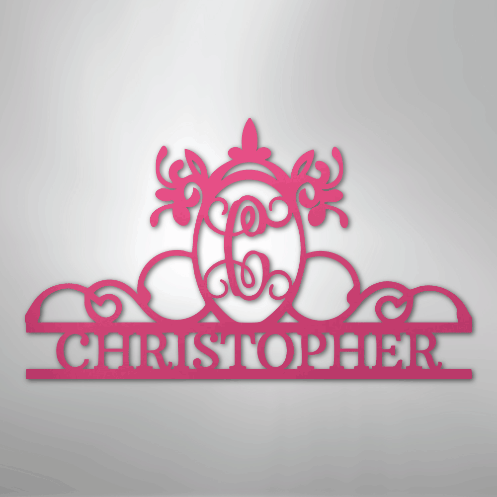 Custom Metal Wall Art - Personalized Monogram Sign Pink
