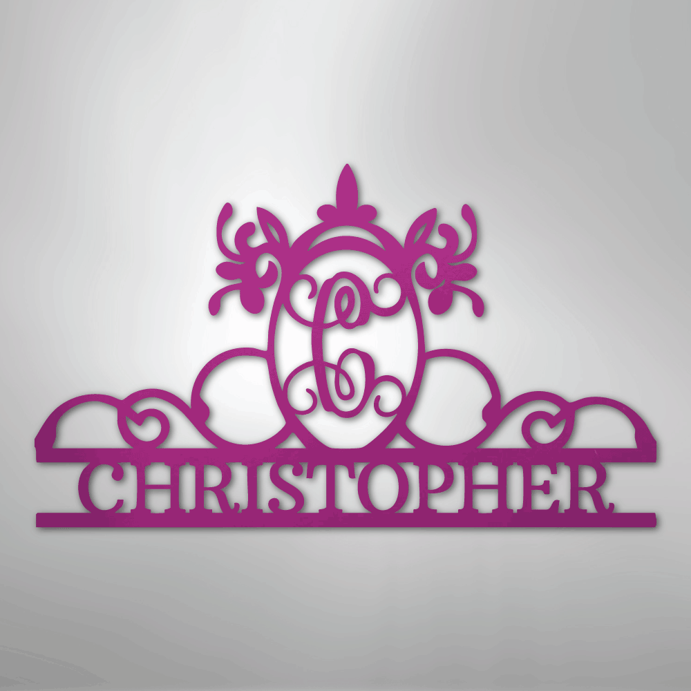 Custom Metal Wall Art - Personalized Monogram Sign Purple