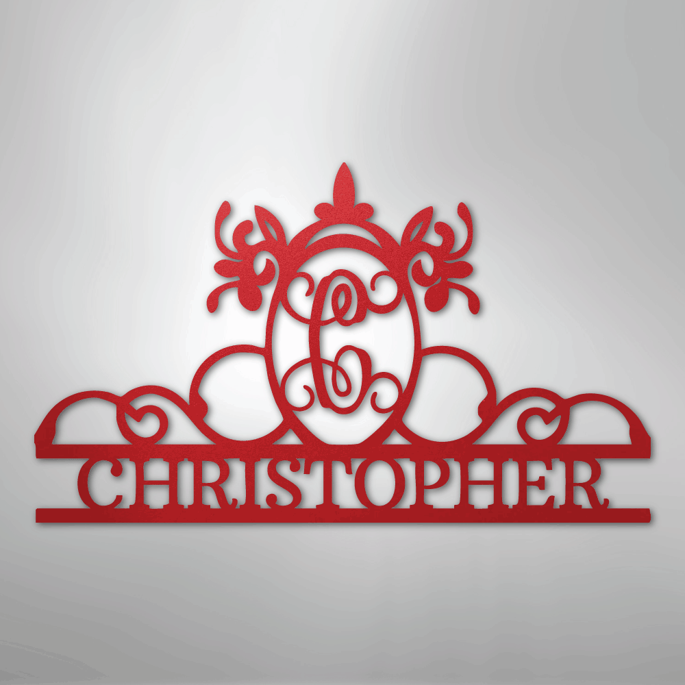 Custom Metal Wall Art - Personalized Monogram Sign Red