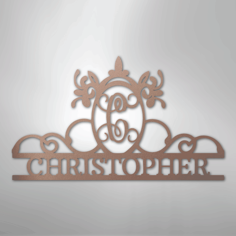 Custom Metal Wall Art - Personalized Monogram Sign Rose