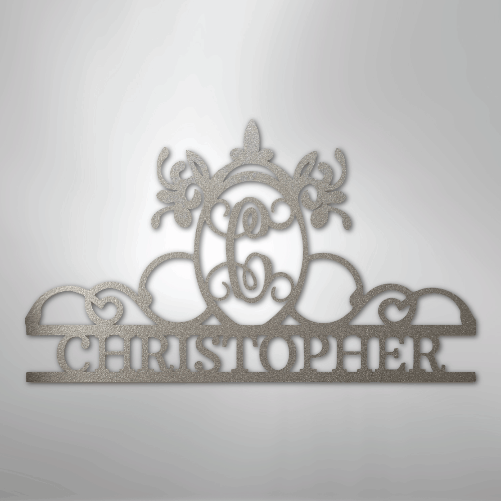Custom Metal Wall Art - Personalized Monogram Sign Silver