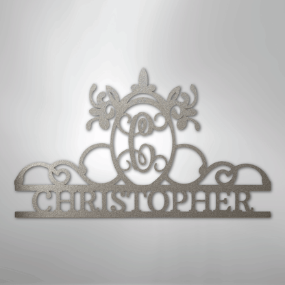 Custom Metal Wall Art - Personalized Monogram Sign Silver