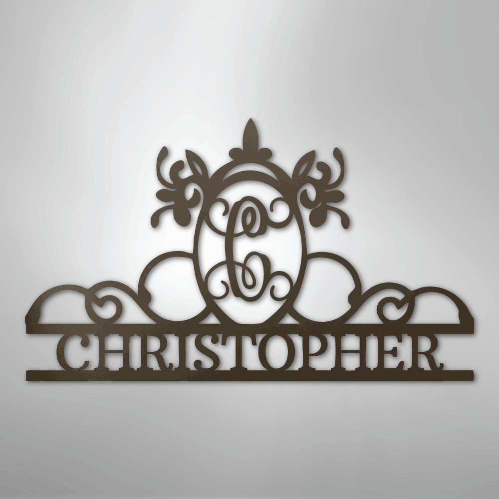 Custom Metal Wall Art - Personalized Monogram Sign Stone