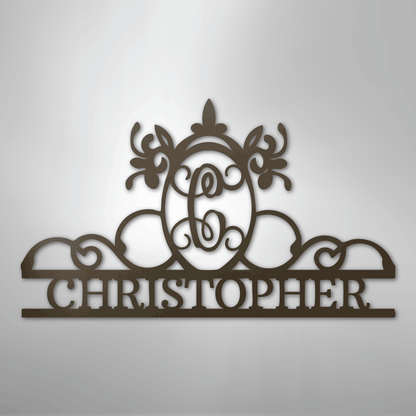 Custom Metal Wall Art - Personalized Monogram Sign Stone