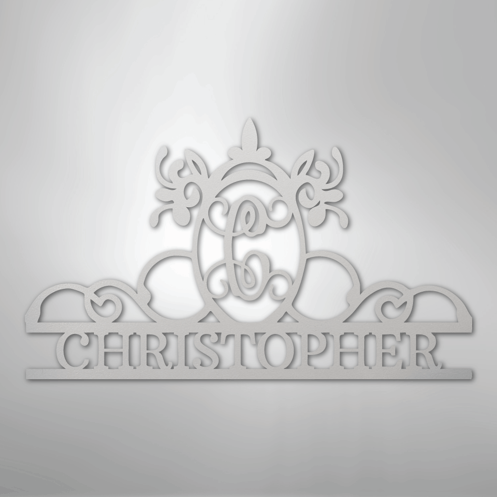 Custom Metal Wall Art - Personalized Monogram Sign White
