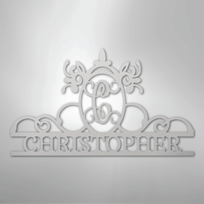 Custom Metal Wall Art - Personalized Monogram Sign White