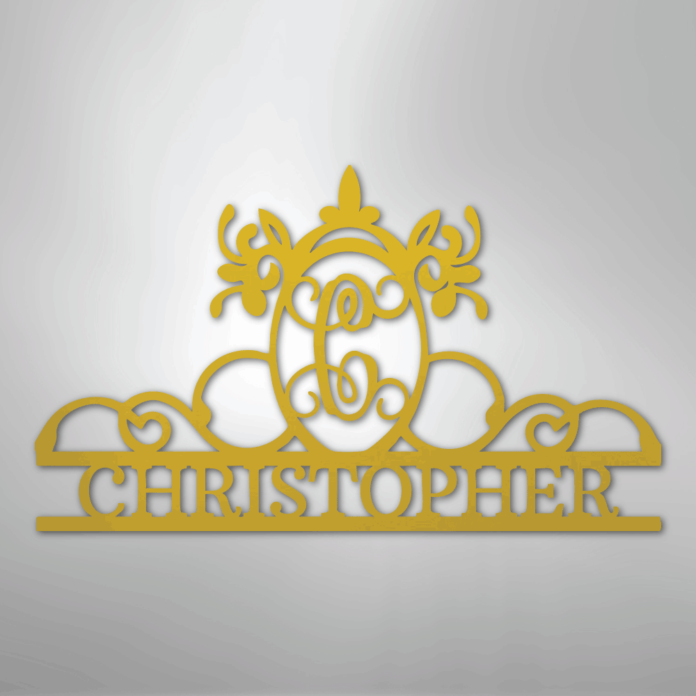 Custom Metal Wall Art - Personalized Monogram Sign Yellow