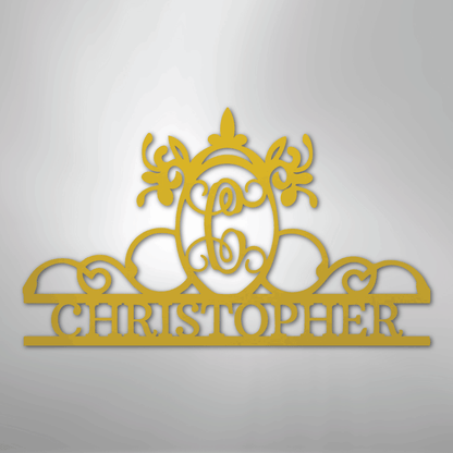 Custom Metal Wall Art - Personalized Monogram Sign Yellow