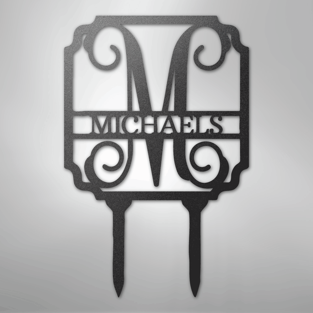 Custom Metal Yard Art - Personalized Garden Stake Black
