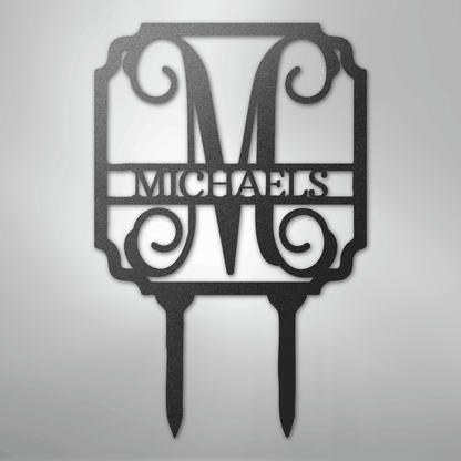 Custom Metal Yard Art - Personalized Garden Stake Black