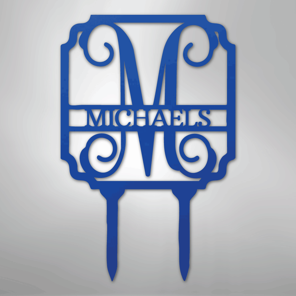 Custom Metal Yard Art - Personalized Garden Stake Blue