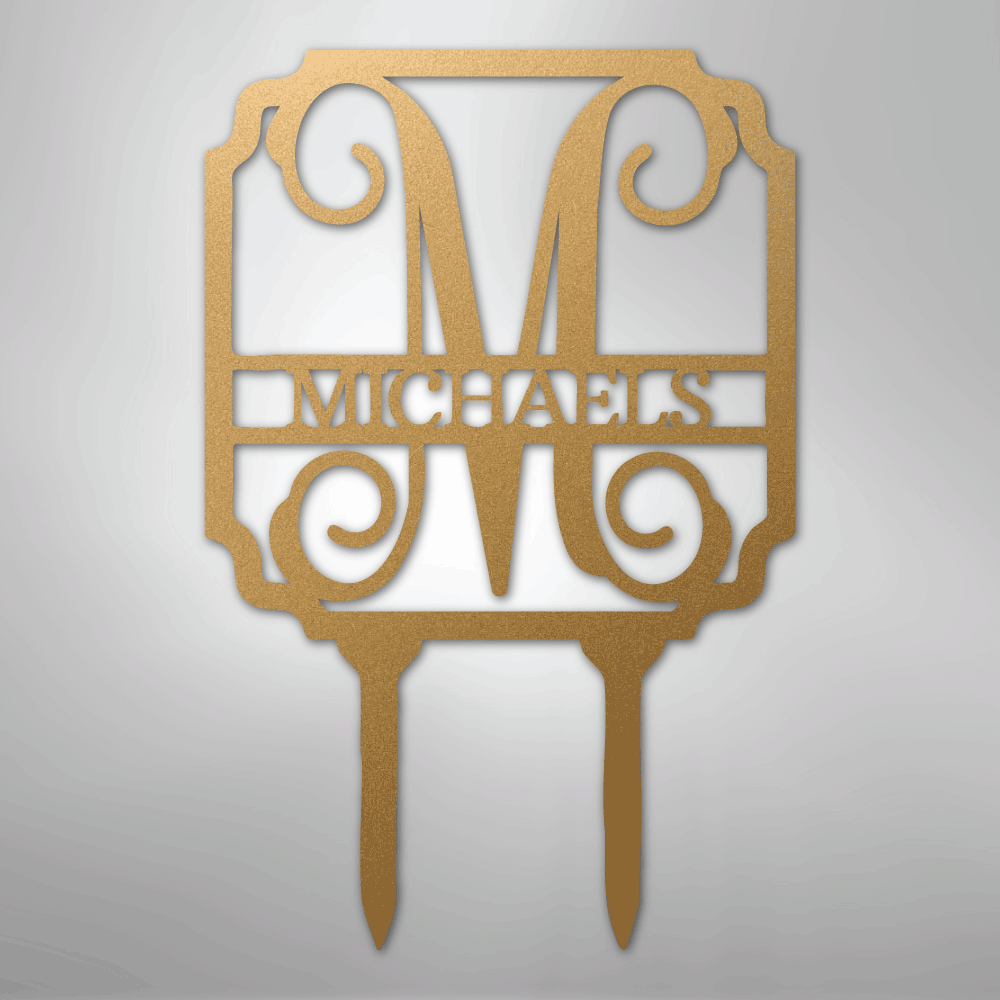 Custom Metal Yard Art - Personalized Garden Stake Gold
