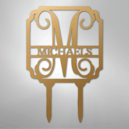 Custom Metal Yard Art - Personalized Garden Stake Gold