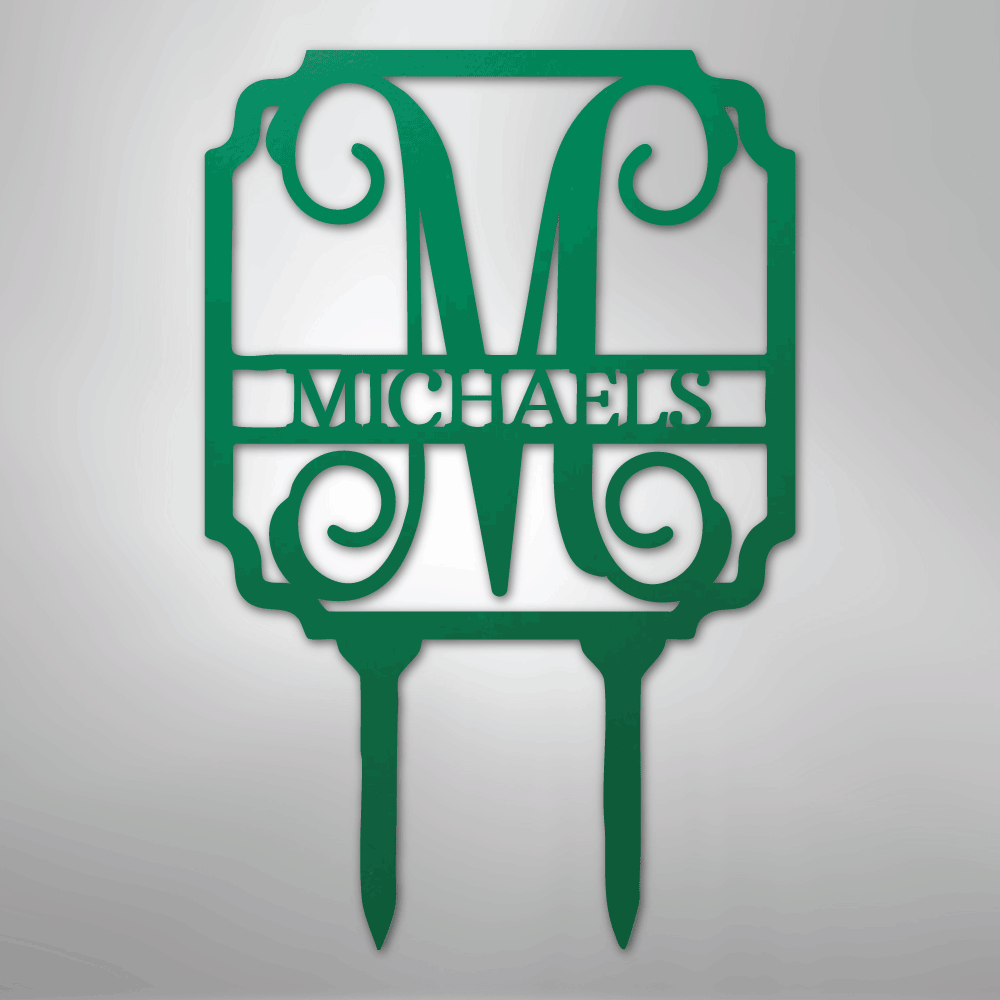 Custom Metal Yard Art - Personalized Garden Stake Green