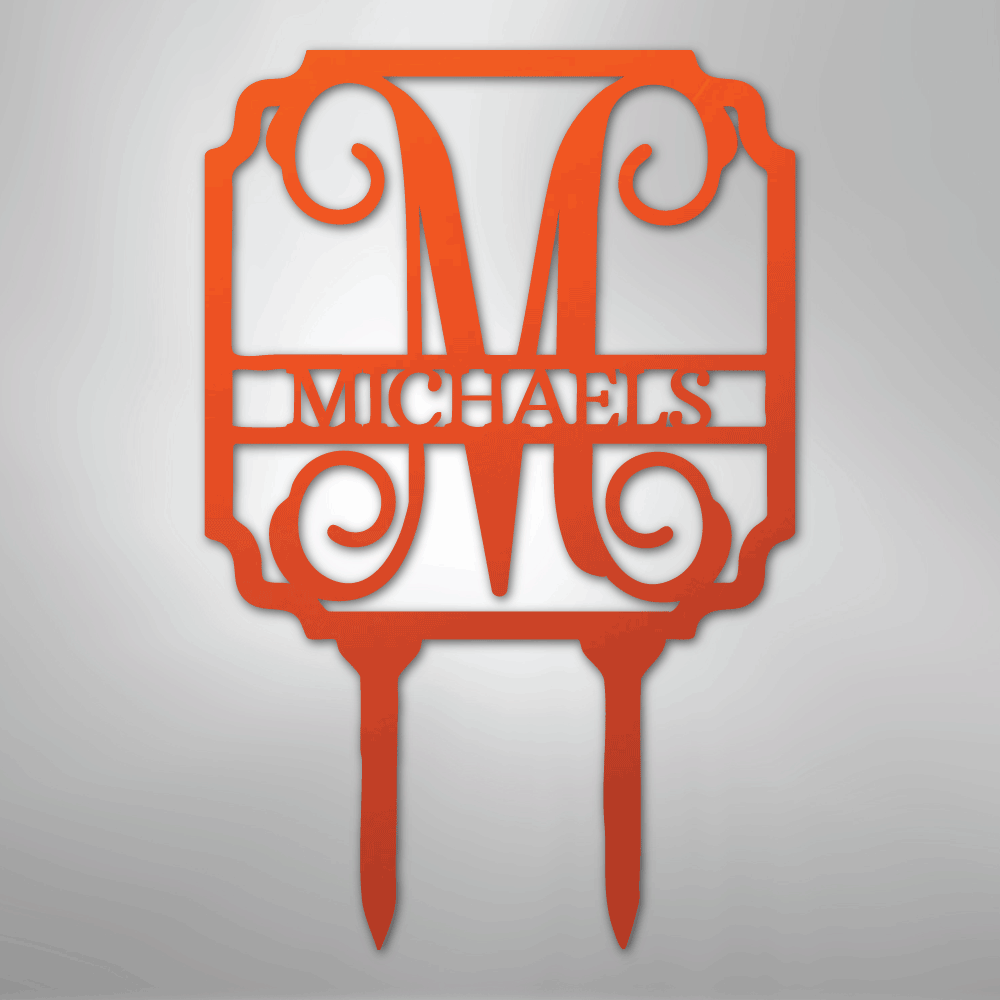 Custom Metal Yard Art - Personalized Garden Stake Orange
