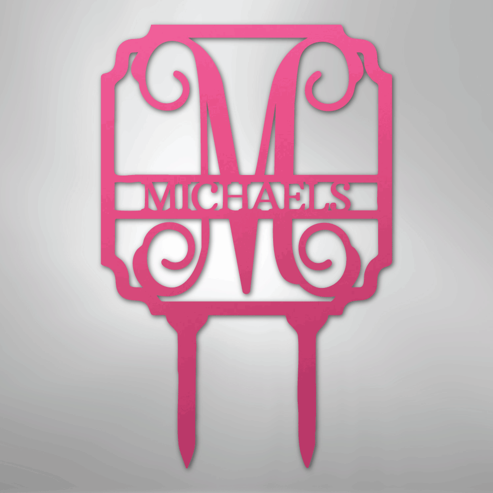 Custom Metal Yard Art - Personalized Garden Stake Pink